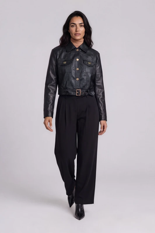 Jacket Biker Με Ζώνη