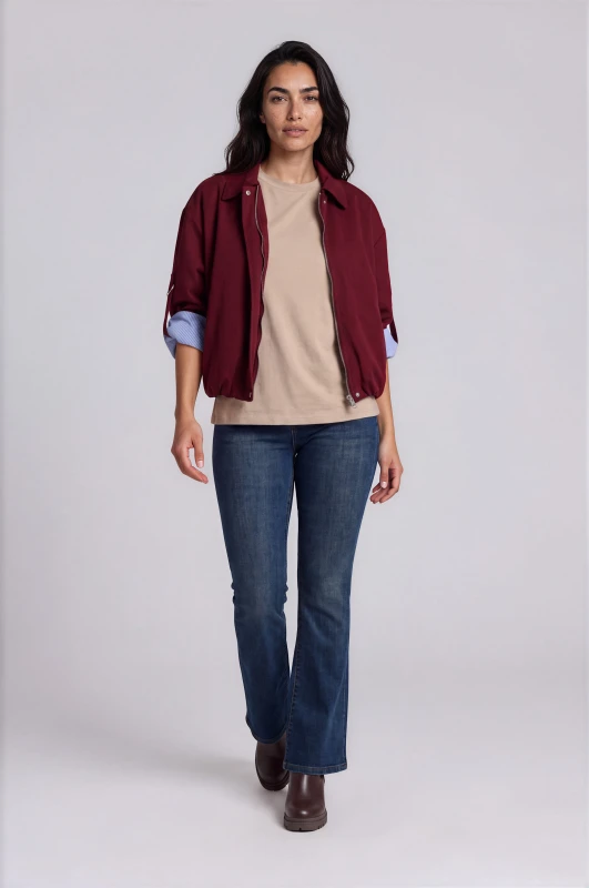 Jacket Bomber με Ριγέ Φόδρα