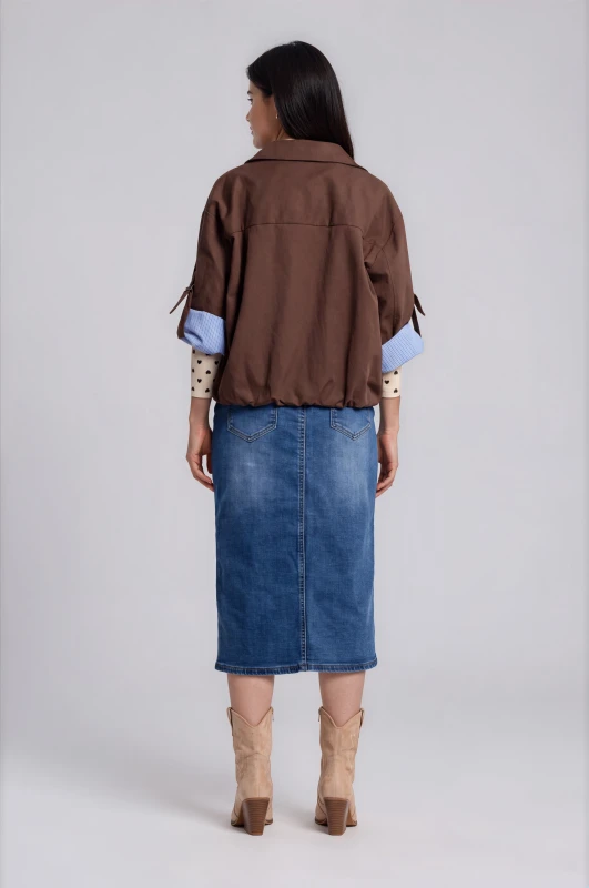 Jacket Bomber με Ριγέ Φόδρα