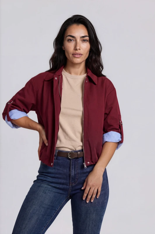 Jacket Bomber with Striped Lining