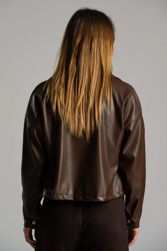 Jacket Crop Fringe Leatherette