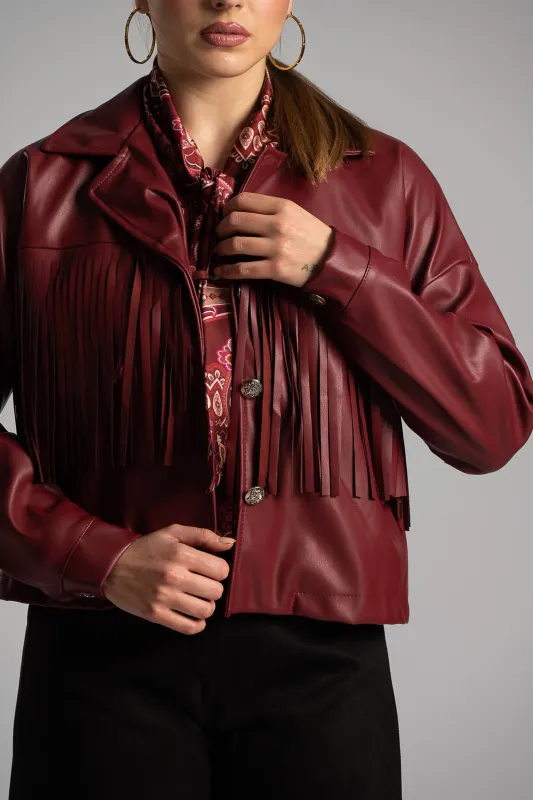Jacket Crop Fringe Leatherette