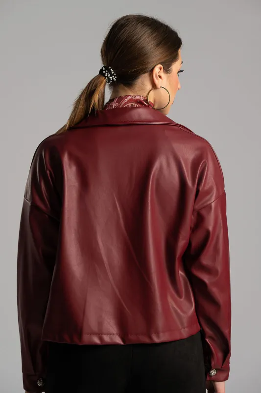 Jacket Crop Fringe Leatherette