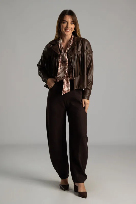Jacket Crop Fringe Leatherette