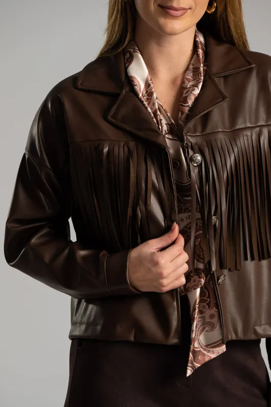 Jacket Crop Fringe Leatherette