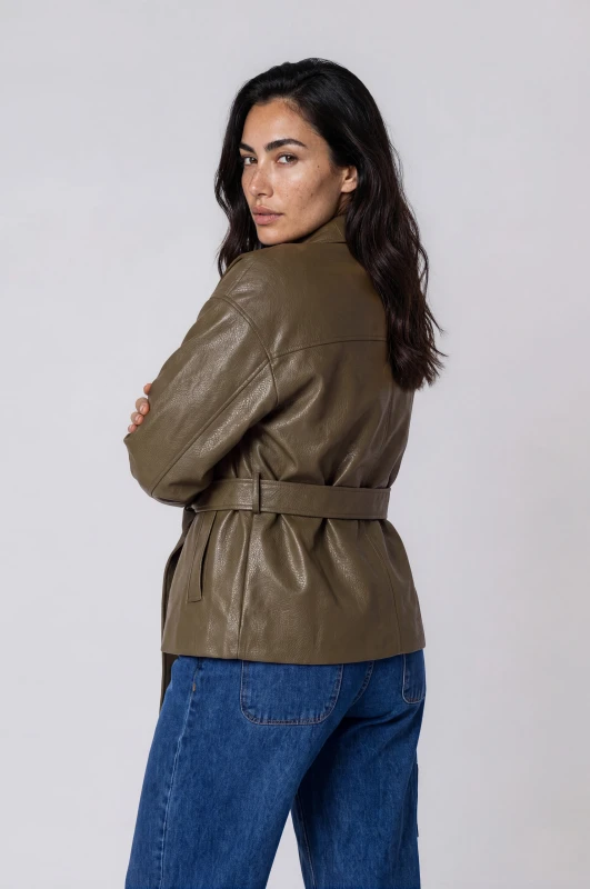 Jacket Δερματίνη Biker Ζώνη