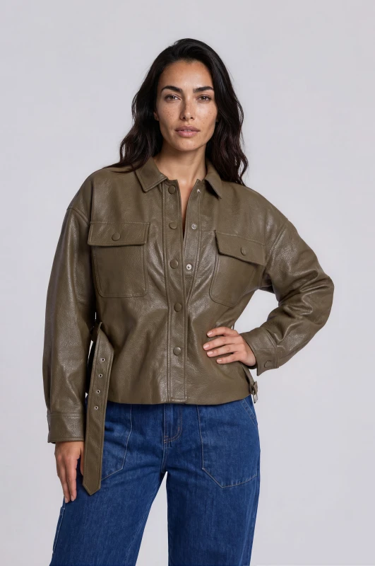 Jacket Δερματίνη Biker Ζώνη