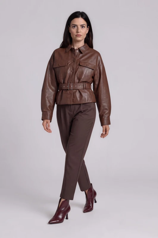 Jacket Δερματίνη Biker Ζώνη