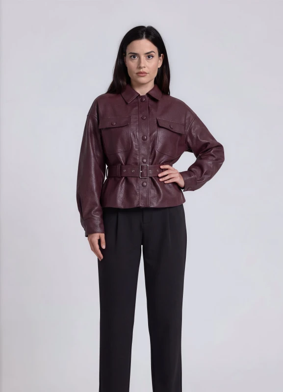 Jacket Δερματίνη Biker Ζώνη