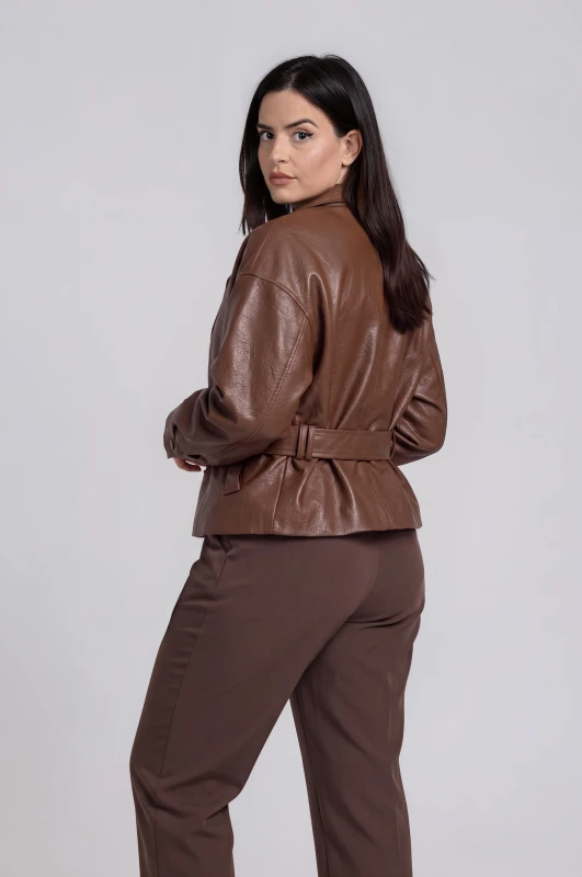 Jacket Δερματίνη Biker Ζώνη