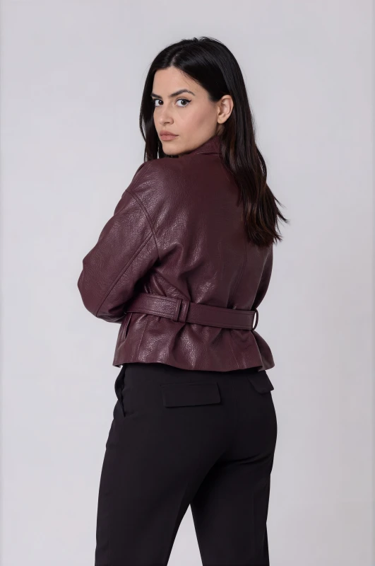 Jacket Δερματίνη Biker Ζώνη