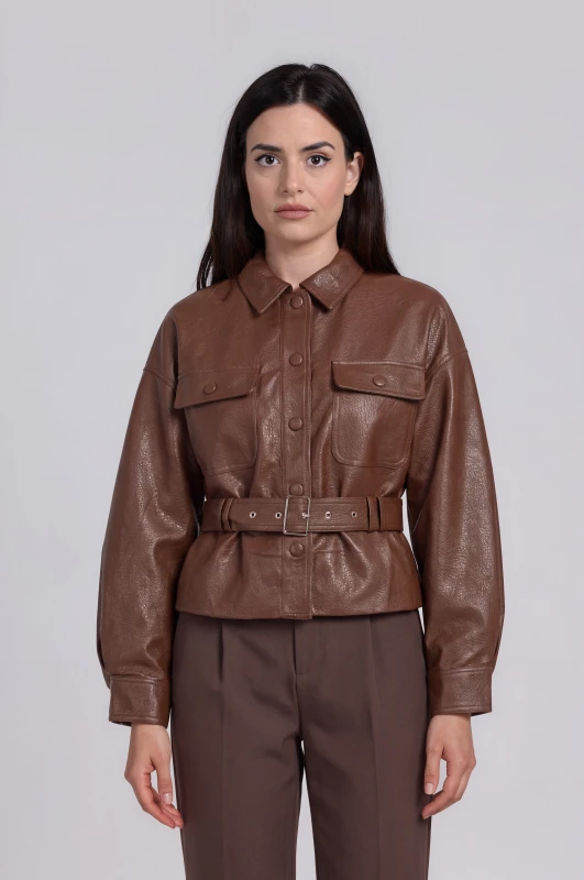 Jacket Δερματίνη Biker Ζώνη