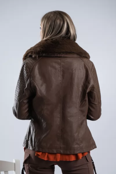 Jacket Δερματίνη Γούνα Καφέ