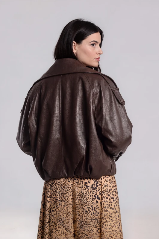 Jacket Leatherette With Rich Collar