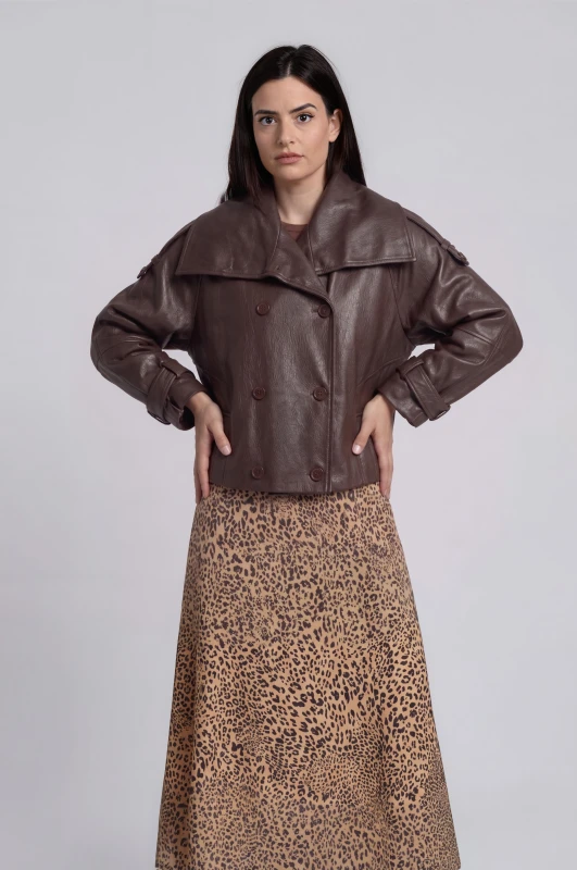 Jacket Δερματίνη Με Πλούσιο Γιακά