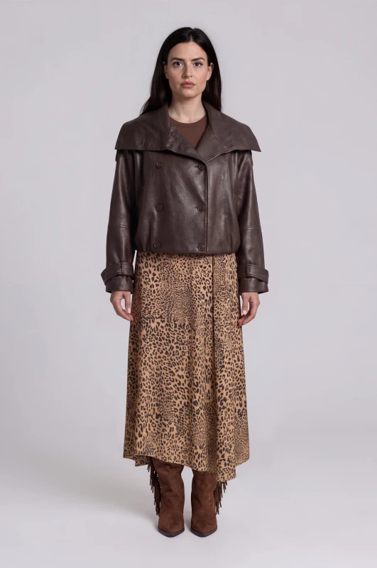 Jacket Δερματίνη Με Πλούσιο Γιακά