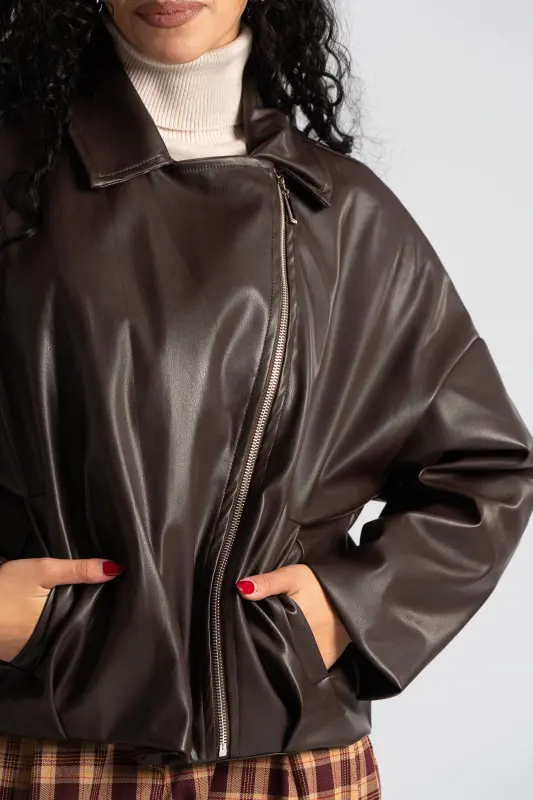 Jacket Δερματίνη Τελείωμα Πιέτα