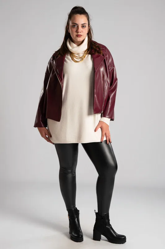 Jacket Δερματίνη Τελείωμα Πιέτα