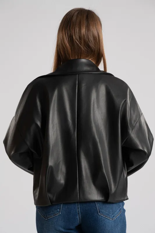 Jacket Δερματίνη Τελείωμα Πιέτα