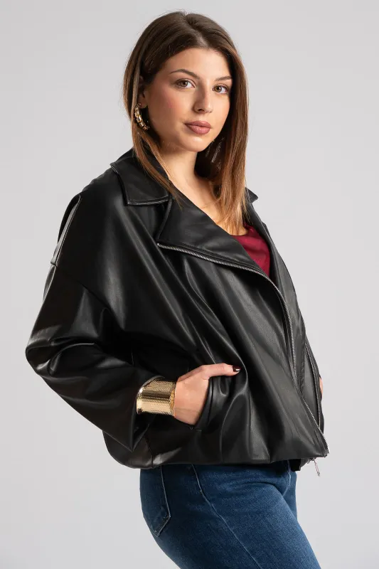 Jacket Δερματίνη Τελείωμα Πιέτα