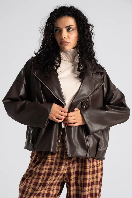 Jacket Δερματίνη Τελείωμα Πιέτα