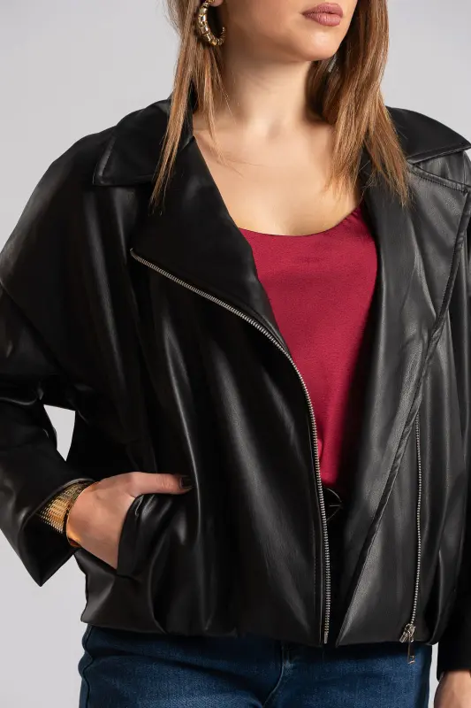 Jacket Δερματίνη Τελείωμα Πιέτα