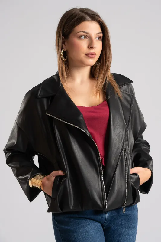 Jacket Δερματίνη Τελείωμα Πιέτα