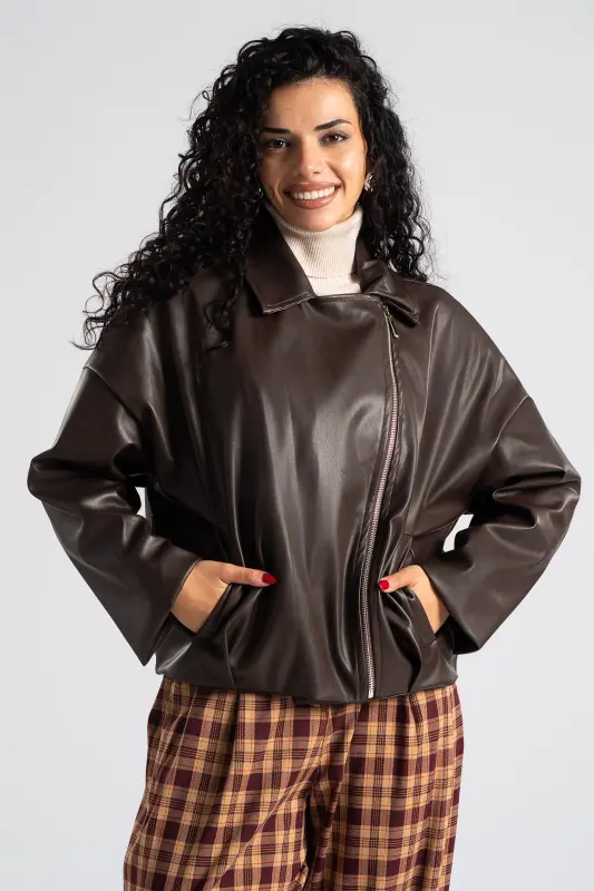 Jacket Δερματίνη Τελείωμα Πιέτα