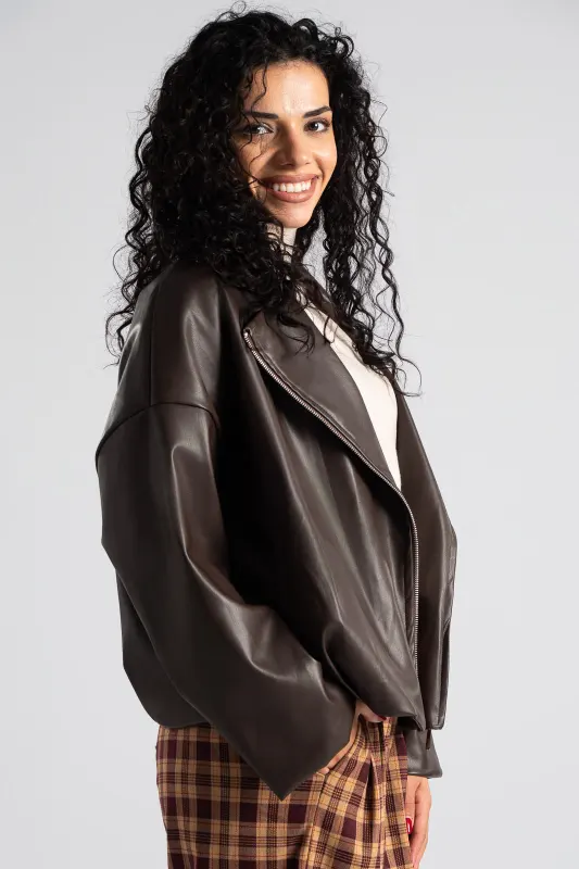 Jacket Δερματίνη Τελείωμα Πιέτα