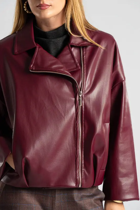 Jacket Δερματίνη Τελείωμα Πιέτα