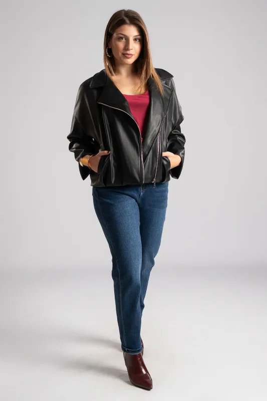 Jacket Δερματίνη Τελείωμα Πιέτα