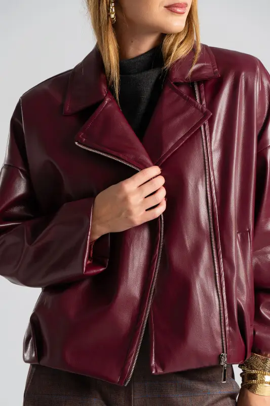 Jacket Δερματίνη Τελείωμα Πιέτα