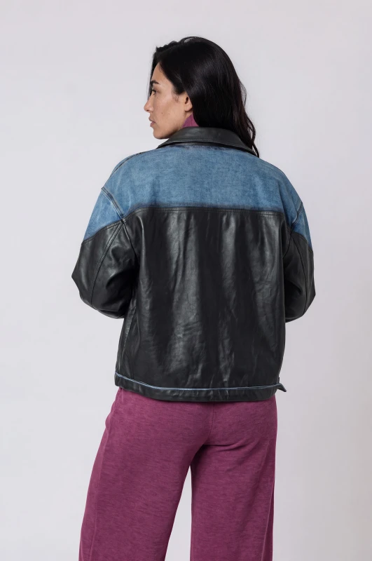 Jacket Δερματίνη Τζιν Λεπτομέρειες
