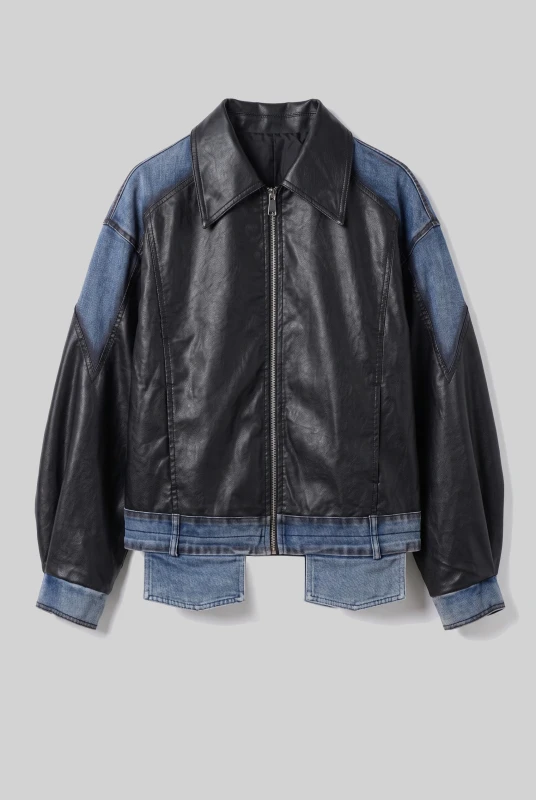 Jacket Leatherette Jeans Details