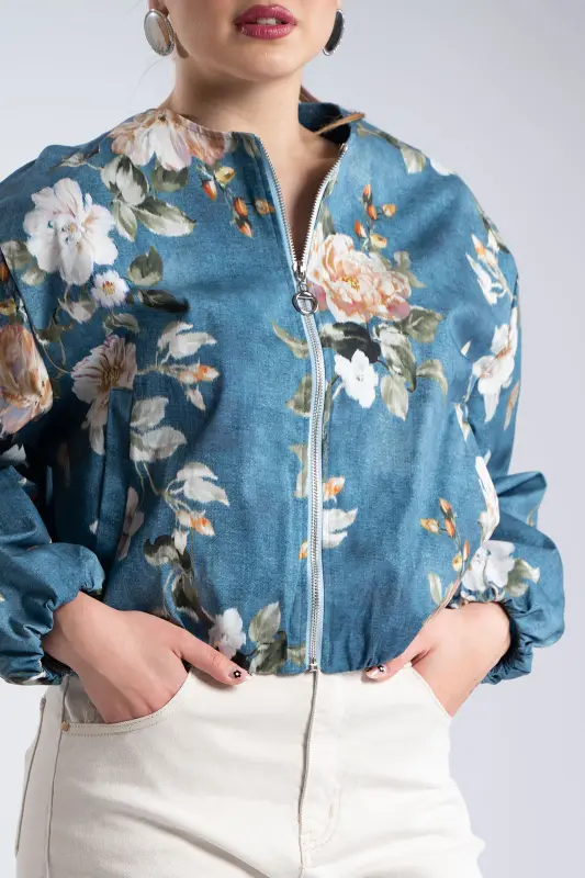 Jacket Floral Bomber Βαμβακερό
