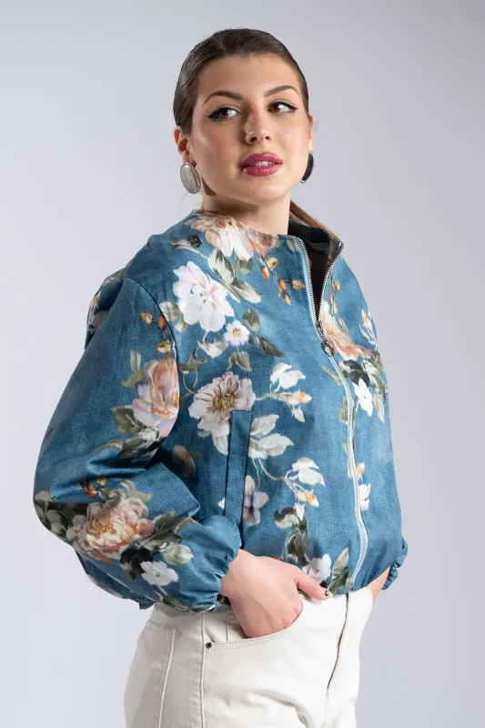 Jacket Floral Bomber Βαμβακερό