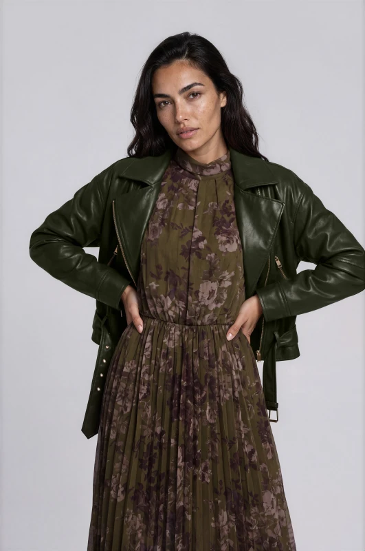 Jacket With Zipper And Belt