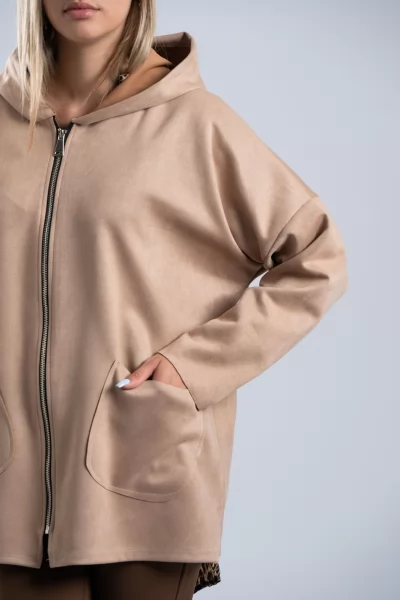 Jacket Σουέτ Φερμουάρ Μπεζ