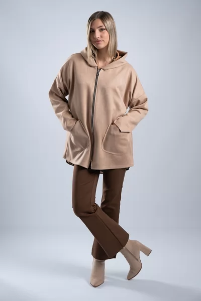 Jacket Σουέτ Φερμουάρ Μπεζ