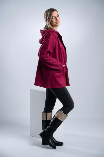 Jacket Σουέτ Φερμουάρ Βυσσινί