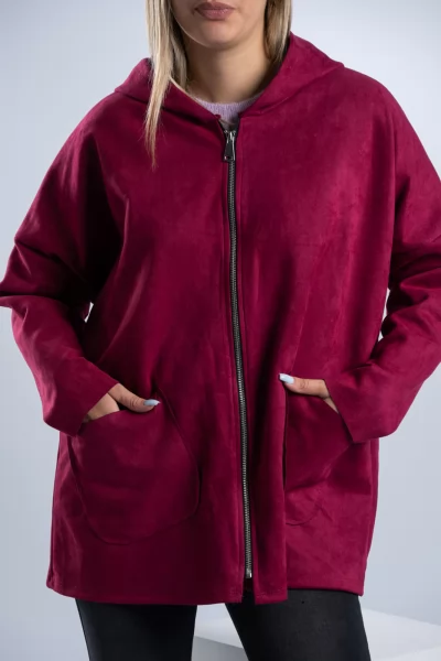 Jacket Σουέτ Φερμουάρ Βυσσινί