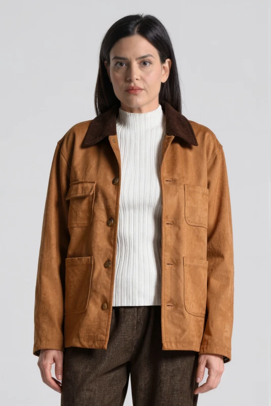 Jacket Σουέτ Κοτλέ Γιακάς