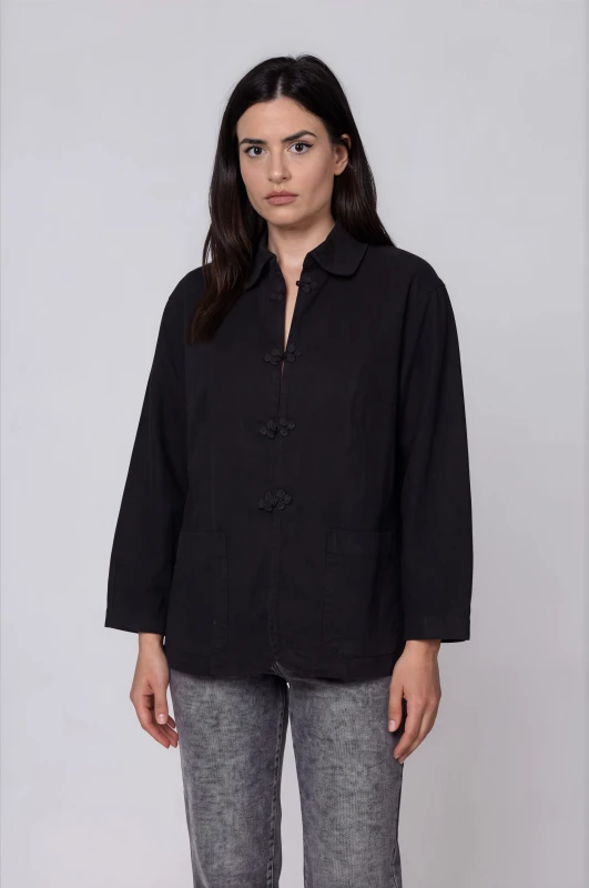 Jacket Βαμβακερό με Frog Closure