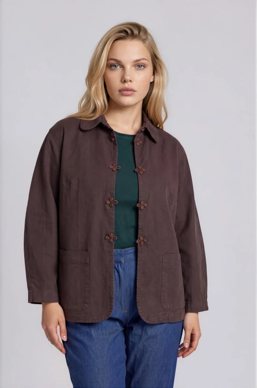 Jacket Βαμβακερό με Frog Closure