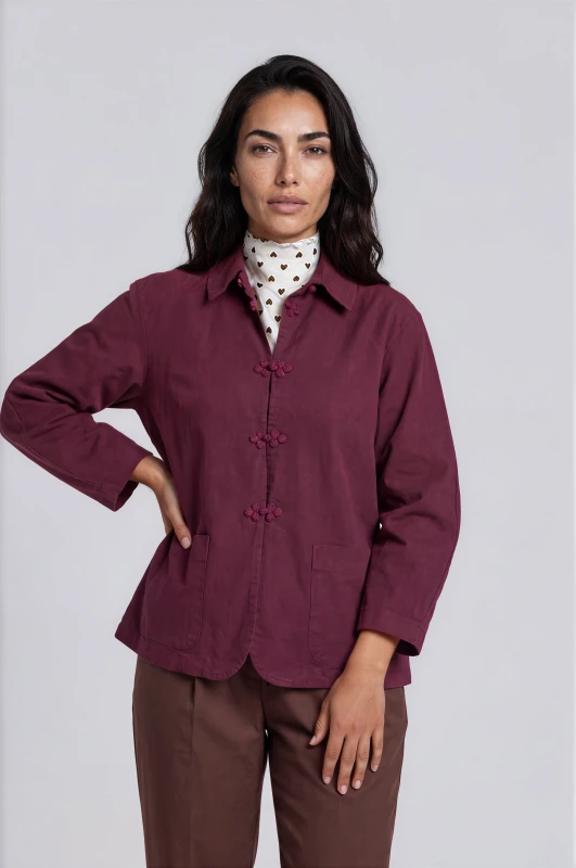 Jacket Βαμβακερό με Frog Closure