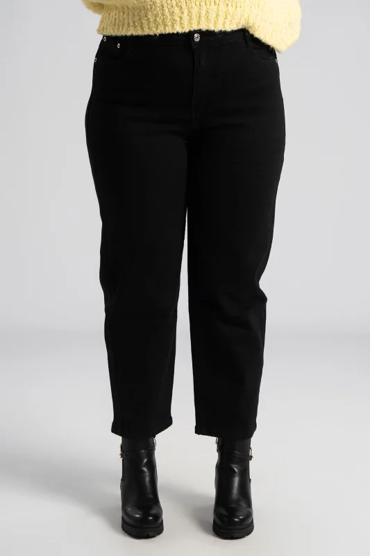 Jean Παντελόνι Mom Fit Μονόχρωμο