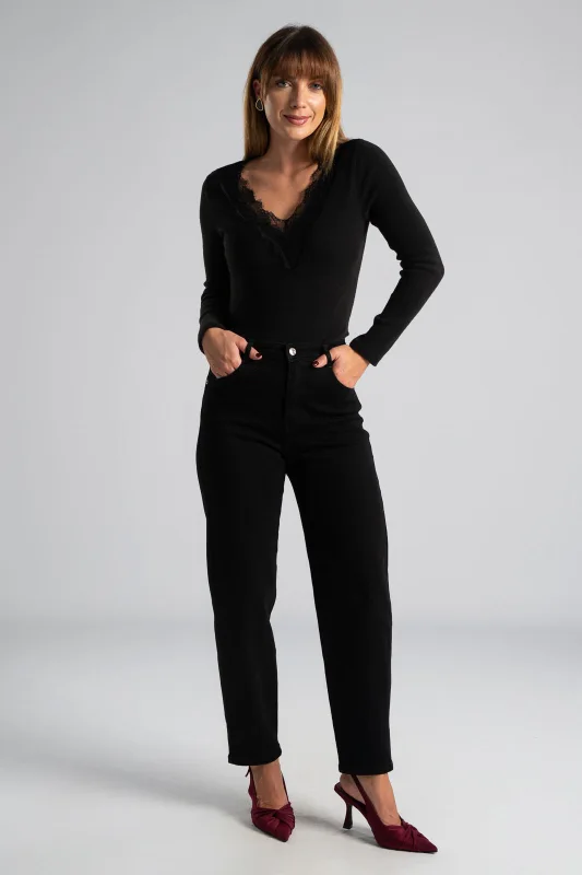 Jean Παντελόνι Mom Fit Μονόχρωμο