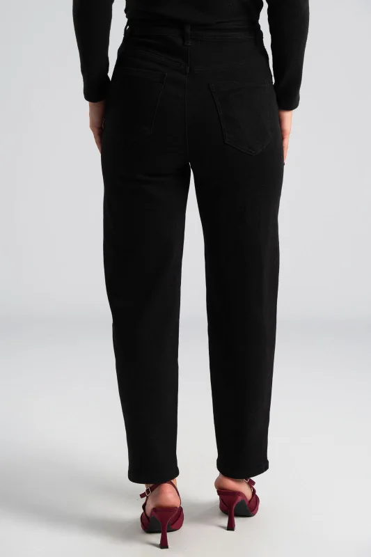 Jean Παντελόνι Mom Fit Μονόχρωμο