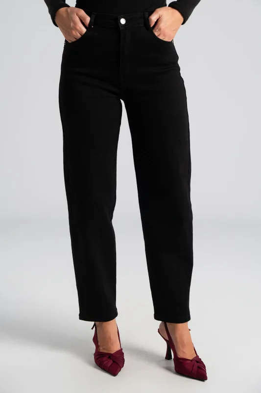 Jean Παντελόνι Mom Fit Μονόχρωμο