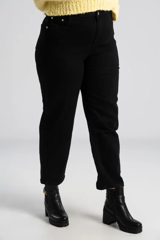 Jean Παντελόνι Mom Fit Μονόχρωμο